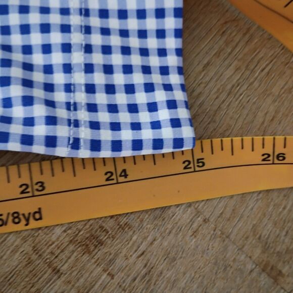 J.McLaughlin Blue Gingham Performance Pull On Nylon/Spandex Ankle Pant XL - Picture 5 of 8